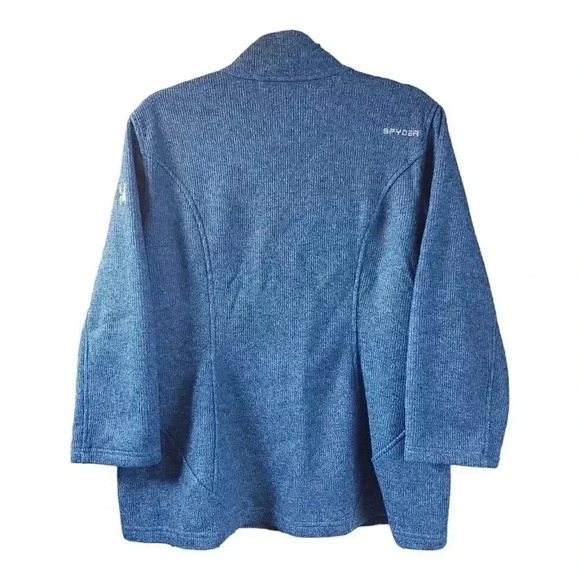 Spyder Men Fleece Jacket Full Zip Blue Heathered Knit Casual Size XL - Picture 2 of 9